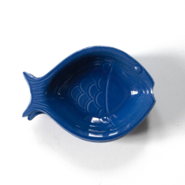 Schaal - vintage - Vis - Blauw - set van TWEE