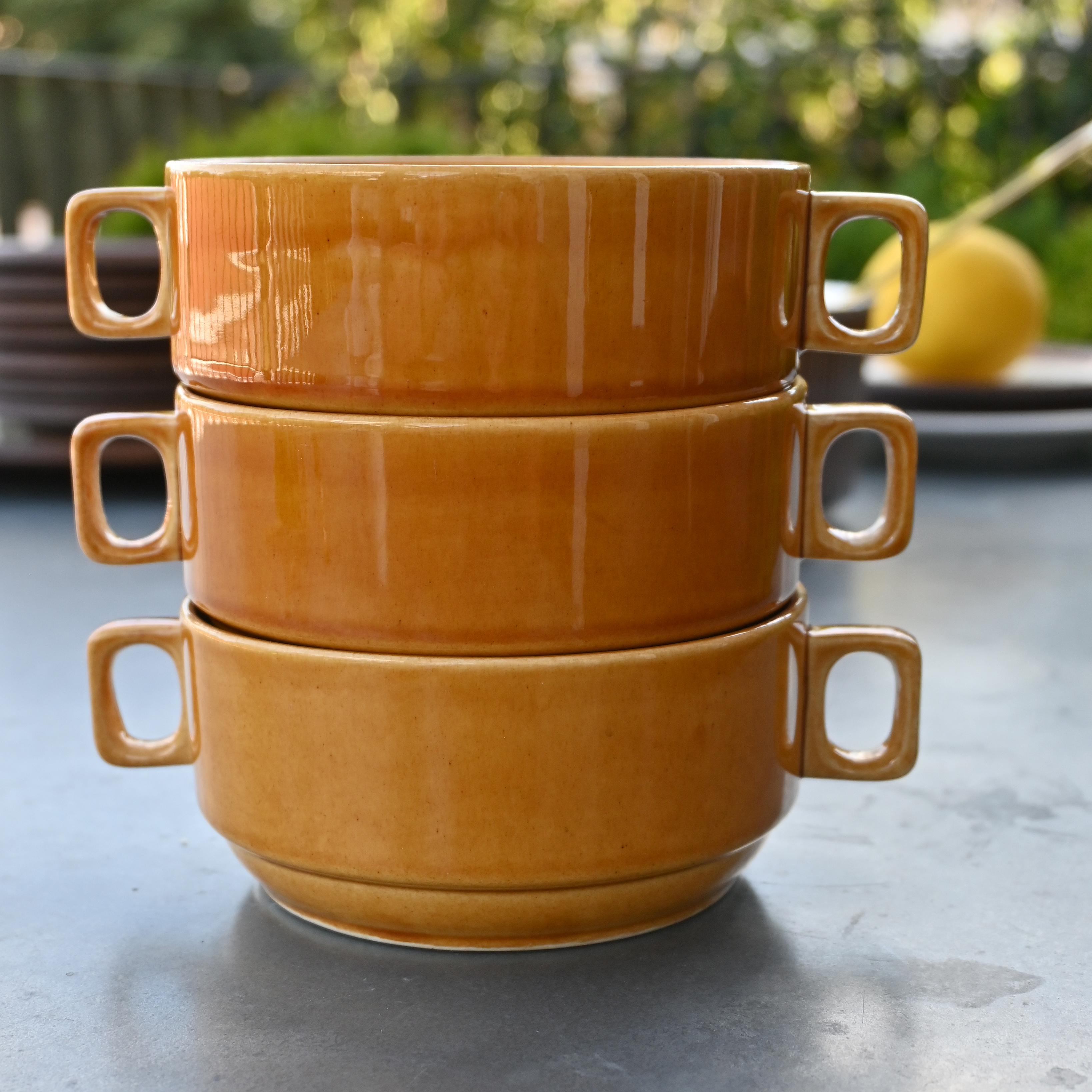 Soepkom - vintage - set van vier