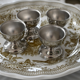Eierdop - vintage - set van vier - zilverkleurig