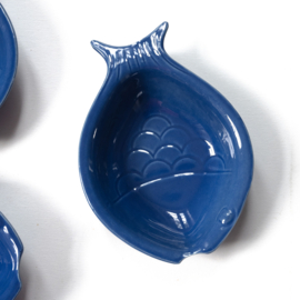 Schaal - vintage - Vis - Blauw - set van TWEE
