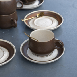 Kop en schotel - Cappuccino kop - vintage - Denby England - set van twee ( 2x 2 beschikbaar )