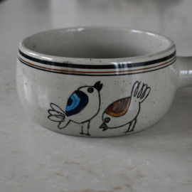 Soepkom - vintage - Vogels - set van TWEE kommen