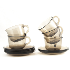 Kop en schotel - vintage - Glas - Arcoroc - set van twee