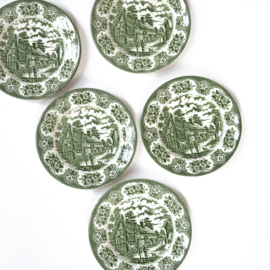 Bord - vintage - Staffordshire - set van VIJF