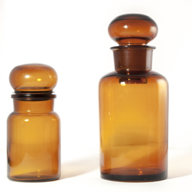 Apothekerspot - vintage - Glas - Amberkleurig