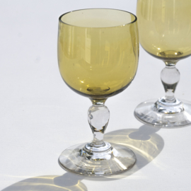Wijnglas - vintage - amberkleurig - set van TWEE