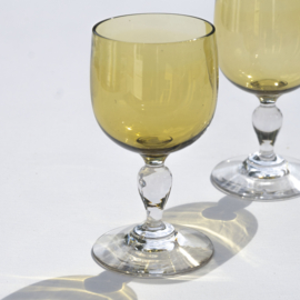 Wijnglas - vintage - amberkleurig - set van twee