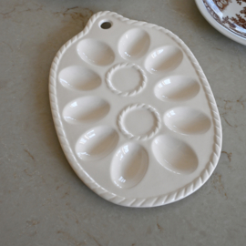 Schaal - Serveerschaal - vintage - Voor TIEN  (paas)eieren - Wit