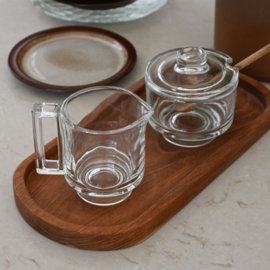 Suiker en melkset - Set voor olie, kruiden - vintage - helder glas  - Joe Colombo Italy