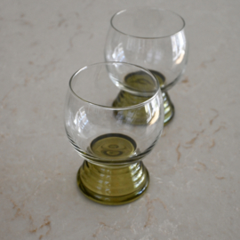 Roemer - vintage - set van TWEE - Met groene voet