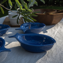 Schaal - vintage - Vis - Blauw - set van TWEE