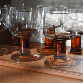 Wijnglas - Roemer - vintage - Amberkleurig - zeldzame vondst - set van ZES