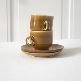 Kop en schotel - Espressokop - vintage - Colditz- set van TWEE