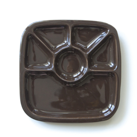 Bord - vintage - vakverdeling - vierkant - chocoladebruin