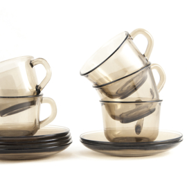 Kop en schotel - vintage - Glas - Arcoroc - set van twee