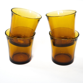 Glas - Waterglas - vintage - Amberkleurig  - set van twee