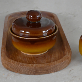 Suiker en melkset - Set voor olie, zeezout, kruiden - vintage - Colditz ( exclusief houten plateau )