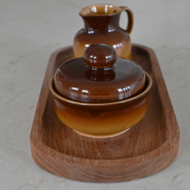 Suiker en melkset - Set voor olie, zeezout, kruiden - vintage - Colditz ( exclusief houten plateau )