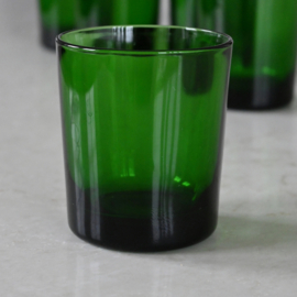 Glas - vintage - Emerald groen - set van ZES