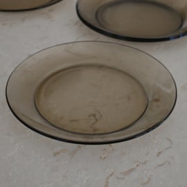 Bord - vintage - rookglas - Arcoroc  (5 stuks beschikbaar)