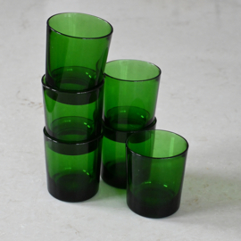 Glas - vintage - Emerald groen - set van ZES
