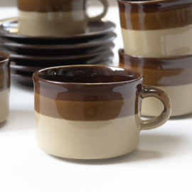 Kop en schotel - Koffie- Thee - Espresso - vintage - set van VIJF