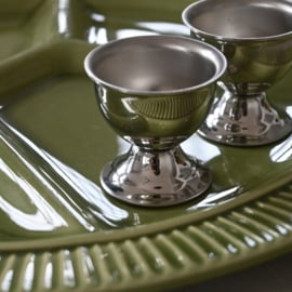 Eierdop - vintage - set van twee - zilverkleurig
