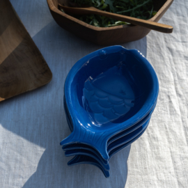 Schaal - vintage - Vis - Blauw - set van TWEE