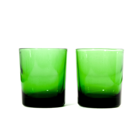 Glas - Waterglas - Waxinelichthouder - vintage - groen