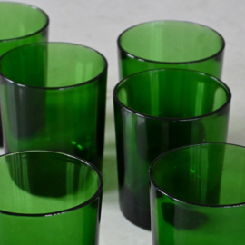 Glas - vintage - Emerald groen - set van ZES