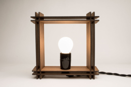 #LAMP No. 1 square walnut – Minimalistic dimmable table lamp