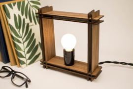 #LAMP No. 1 square walnut – Minimalistic dimmable table lamp