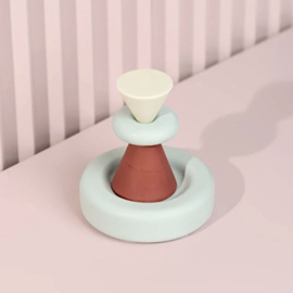 Kaarsendover Grijsblauw + Wijnrood - FIK Design
