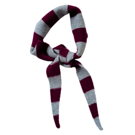 Mini Wool Chunky Stripe Scarf Burgundy/Grey - Bybjor