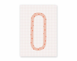 Postkaart Letter O roze ruit - Leonie van der Laan