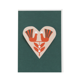 Heart Card Birds Darkgreen - Jurianne Matter