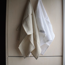 Linnen Theedoek groot (White / Oat) - Timeless Linen