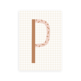 Postkaart letter P roze ruit - Leonie van der Laan