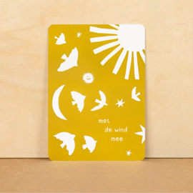 Postkaart Met de wind mee - ninamaakt