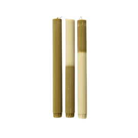 Dinerkaarsen Set van 3  Olijf - FIK Design