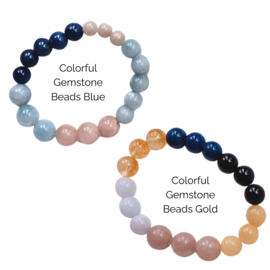 Armband Colorful Gemstone Beads Gold - Bybjor