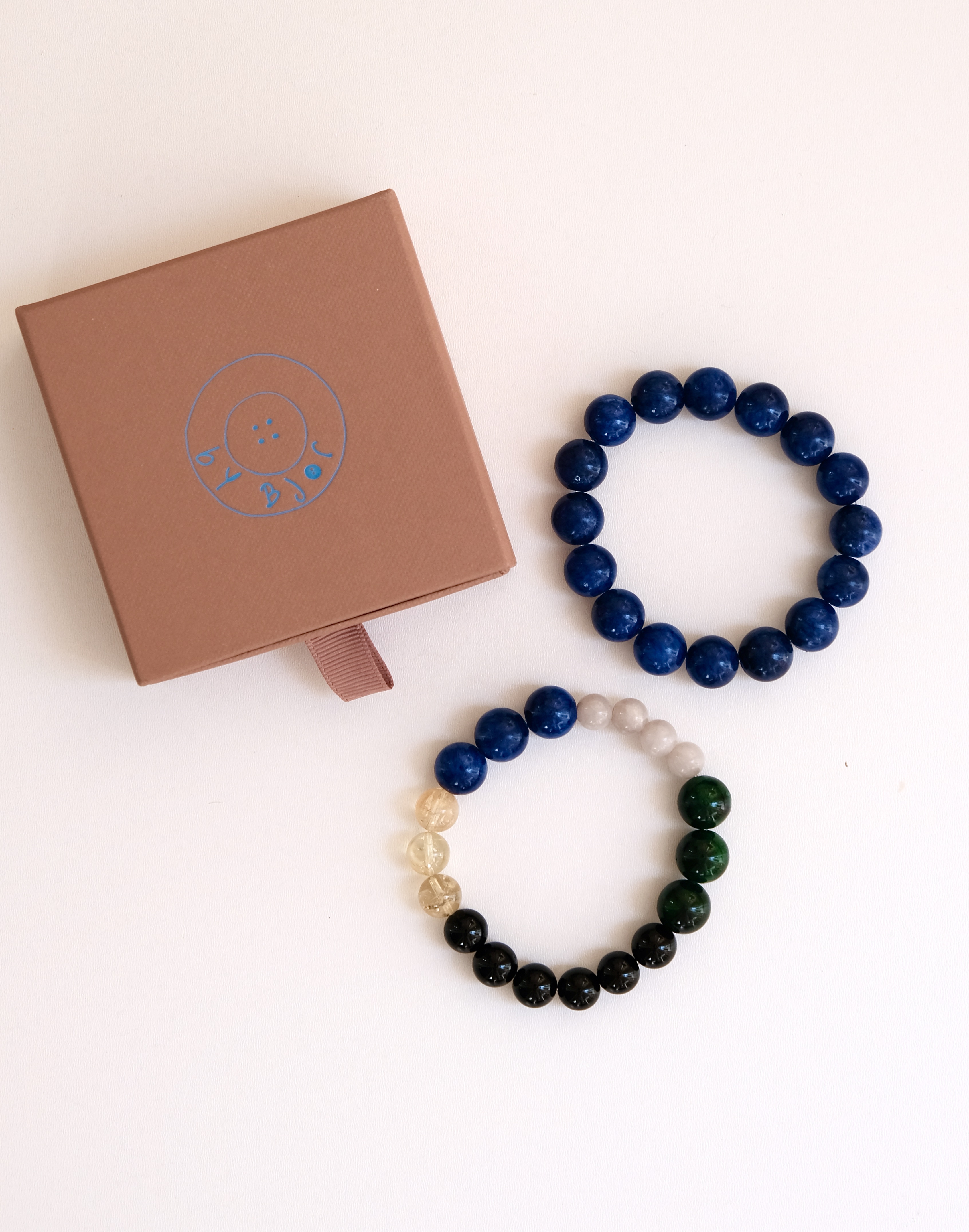 Armband Duo Color Beads Caramel / Cobalt - Bybjor