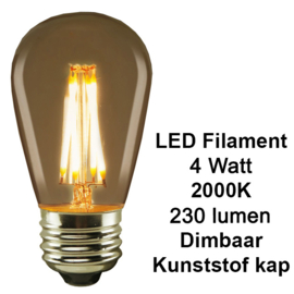 10 stuks dimbare led lamp 4watt filament 2000k