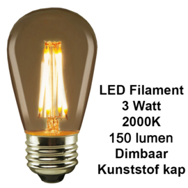 10 stuks dimbare led lamp 3watt filament 2000k