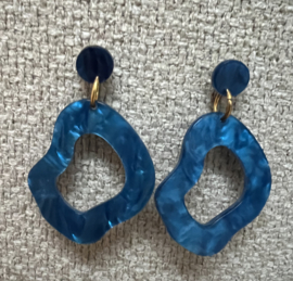 Resin oorbellen Blauw