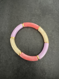 Tube armband rose/beige/paars marble