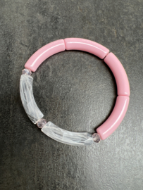 Tube armband rose wit marble