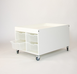 Speeltafel vierkant wit | V92 met opstaande rand en Gratnell bakken