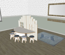 Speelse half ronde tafel