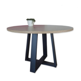 Ronde tafel met stalen quatro onderstel blank